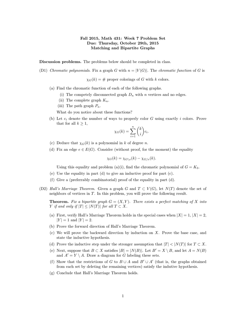 Fall 15 Math 431 Week 7 Problem Set