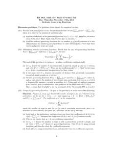 Fall 2015, Math 431: Week 9 Problem Set Ordinary Generating Functions
