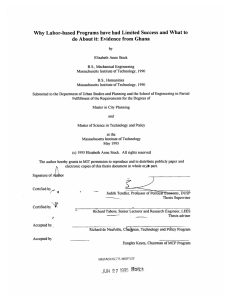 Why  Labor-based Programs have  had Limited Success ... do About it: Evidence  from Ghana