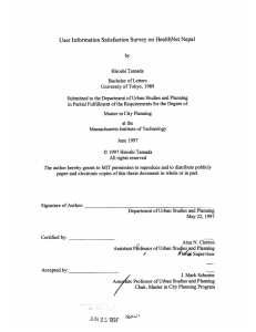 User  Information  Satisfaction  Survey  on HealthNet... Hiroshi  Tamada Bachelor  of Letters 1989