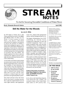 STREAM NOTES To Aid In Securing Favorable Conditions of Water Flows