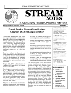 Forest Service Stream Classification: Adoption of a First Approximation April 2001