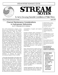 Channel Maintenance Considerations in Hydropower Relicensing April 1999 Rocky Mountain Research Station