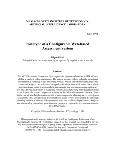 Prototype of a Configurable Web-based Assessment System MASSACHUSETTS INSTITUTE OF TECHNOLOGY