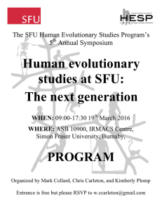 Human evolutionary studies at SFU: The next generation PROGRAM