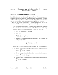 Engineering Mathematics II Sample examination problems Honors Sections 819–820
