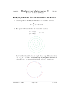 Engineering Mathematics II Sample problems for the second examination Honors Sections 819–820