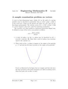 Engineering Mathematics II A sample examination problem on vectors Honors Sections 819–820