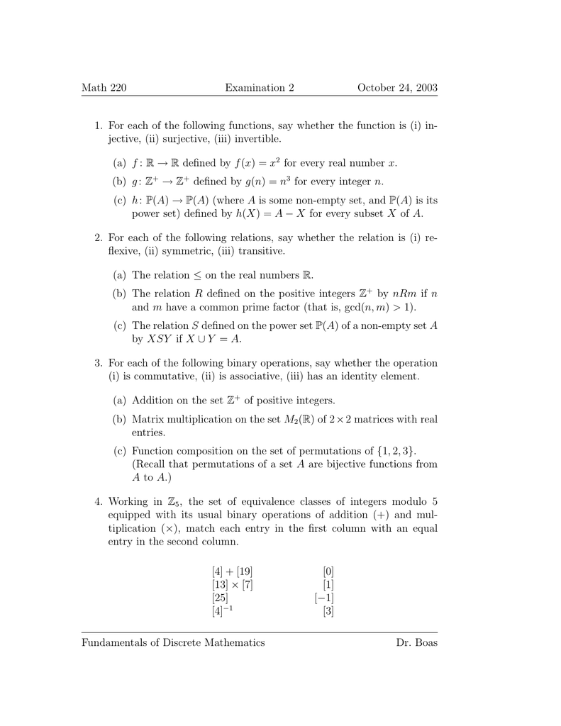 Math 2 Examination 2 October 24 03