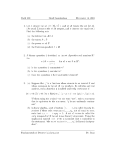 Math 220 Final Examination December 16, 2003 1. Let