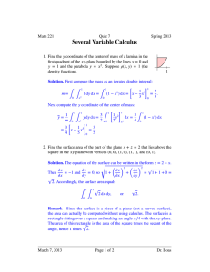 Several Variable Calculus Math 221 Quiz 7 Spring 2013