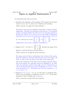 Topics in Applied Mathematics I