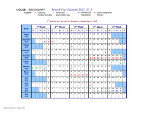 School Year Calendar 2015- 2016  UGDSB – SECONDARY E