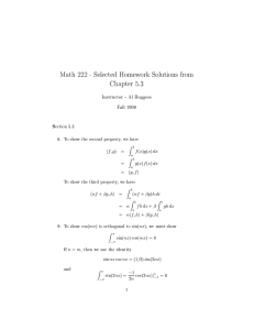 Math 222 - Selected Homework Solutions from Chapter 5.3 f;g f