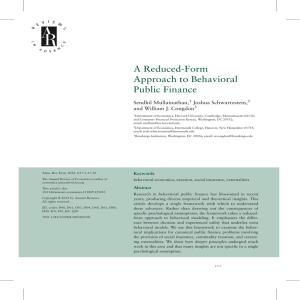 A Reduced-Form Approach to Behavioral Public Finance Sendhil Mullainathan,