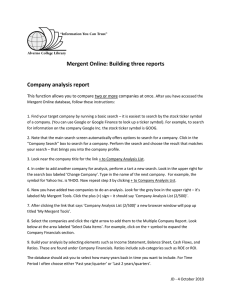 Mergent Online: Building three reports Company analysis report
