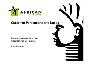 Customer Perceptions and Needs Prepared for City of Cape Town