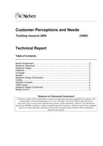 Customer Perceptions and Needs  Technical Report