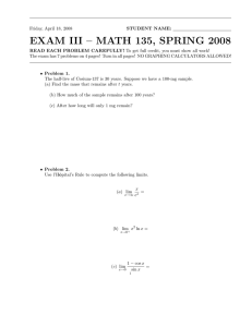 EXAM III – MATH 135, SPRING 2008