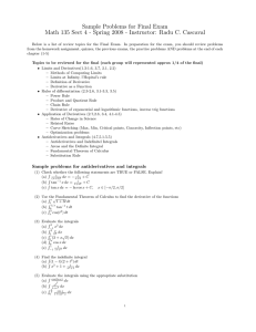 Sample Problems for Final Exam