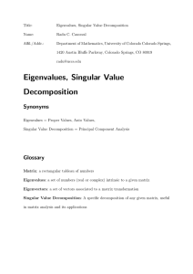 Title: Eigenvalues, Singular Value Decomposition Name: Radu C. Cascaval