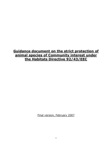 Guidance document on the strict protection of the Habitats Directive 92/43/EEC