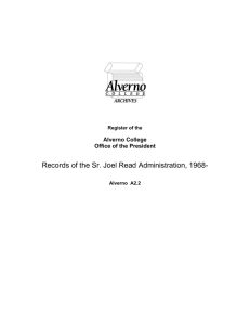 Records of the Sr. Joel Read Administration, 1968- Alverno College