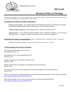 MGT-410 Business Policy &amp; Strategy