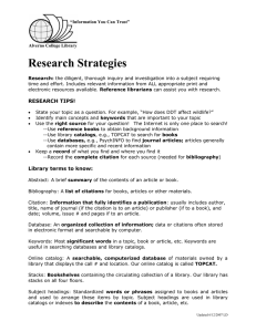 Research Strategies RESEARCH TIPS!