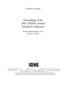 Proceedings of the 2001 USENIX Annual Technical Conference USENIX Association