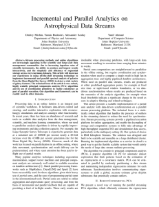 Incremental and Parallel Analytics on Astrophysical Data Streams Yanif Ahmad