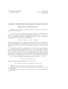 57 (2005), 109–112 COMPACT COMPOSITION OPERATORS ON LORENTZ SPACES