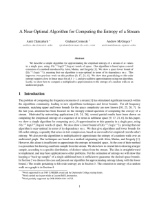 A Near-Optimal Algorithm for Computing the Entropy of a Stream