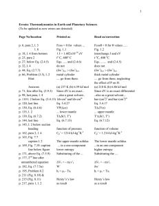 Errata: Thermodynamics in Earth and Planetary Sciences Page No/location  Printed as