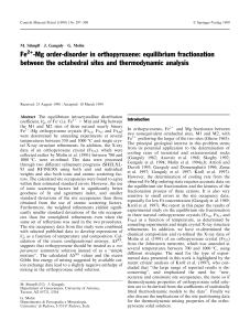 Fe -Mg order-disorder in orthopyroxene: equilibrium fractionation