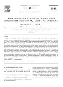 Source characterization of the San Juan (Argentina) crustal