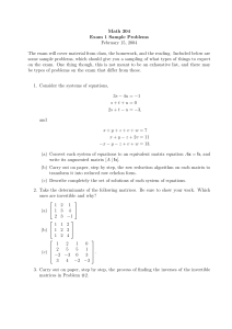 Math 304 Exam 1 Sample Problems February 15, 2004