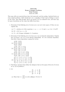 Math 304 Exam 2 Sample Problems Final Version March 28, 2004