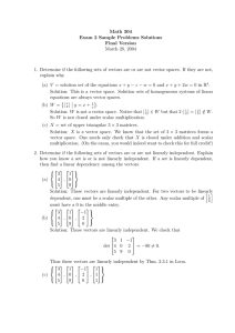 Math 304 Exam 2 Sample Problems Solutions Final Version March 28, 2004