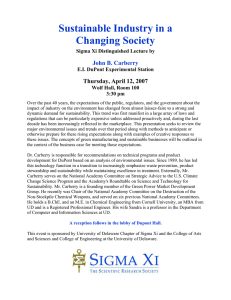 Sustainable Industry in a Changing Society John B. Carberry Thursday, April 12, 2007