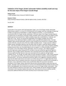 Validation of the Oregon slender salamander habitat suitability model and... for the west slope of the Oregon Cascade Range