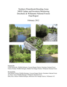 Northern Waterthrush Breeding Areas NRIS Update and Inventory/Monitoring