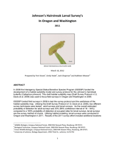 Johnson’s Hairstreak Larval Survey’s In Oregon and Washington  2011