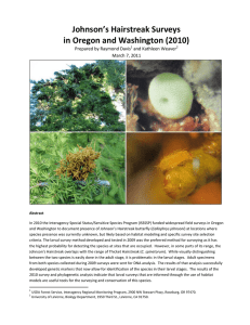 Johnson’s Hairstreak Surveys in Oregon and Washington (2010) Prepared by Raymond Davis