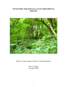 INVENTORY FOR SPECIAL STATUS BRYOPHYTE SPECIES