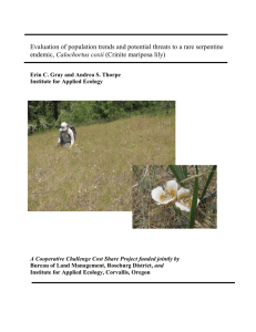 Evaluation of population trends and potential threats to a rare... Calochortus coxii
