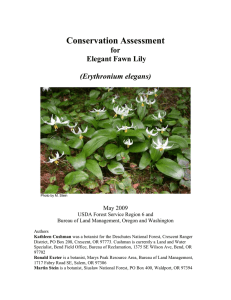 Conservation Assessment for Elegant Fawn Lily