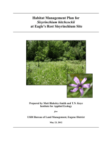 Habitat Management Plan for at Eagle’s Rest Sisyrinchium Site Sisyrinchium hitchcockii