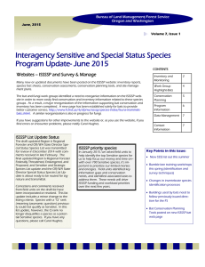 Interagency Sensitive and Special Status Species Program Update- June 2015