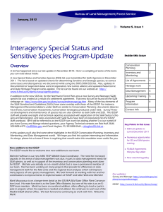 Interagency Special Status and Sensitive Species Program-Update Overview Bureau of Land Management/Forest Service